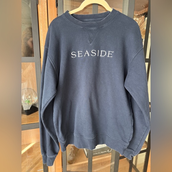 Seaside 30A embroidered crewneck pullover navy sweatshirt long sleeve unisex - Picture 5 of 7